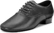 [lalaball] Men's Ballroom Dance Shoes Leather Lace-up Dancing Shoes Character Shoes for Latin Tango Salsa Waltz, Black