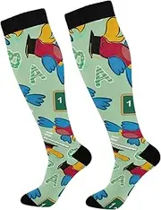 [GAIREG] Happy Valentines Day Icons Sport Compression Sock Compression Socks for Air Travel Mens over the Calf Socks
