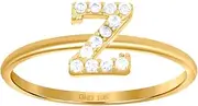 [JewelryWeb] 10k Yellow Gold Womens CZ Simulated Diamond Letter Name Personalized Monogram Initial Alphabet Z Ring 1.2mm Wide Band Style-Ring for Women