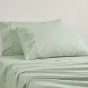 Logan and Mason 250TC 50% Polyester 50% Cotton Percale Sheet Set Sage 50cm Wall Queen