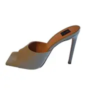 LITA BY CIARA Revolve Solid Square Toe Slide Heel in Leather Size 41 Color Sand