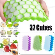 Silicone Ice Cube Tray Honeycomb Shape With Lid 37 Ice Cubes Trays Moulds Maker
