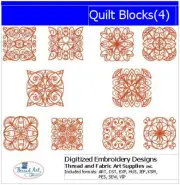 Embroidery Design Set - Quilt Blocks(4) - 10 Designs - 9 Formats - USB Stick