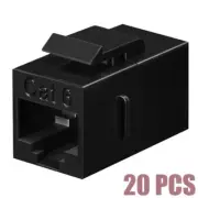 20x RJ45 Cat6 Coupler Inline 8P8C Type Keystone Jack For Wall Plate Panel Black