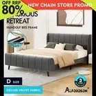 ALFORDSON Bed Frame Double Size Tufted Headboard Base Grey Velvet HUNDOLF