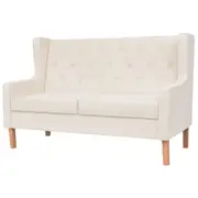 2-Seater Sofa Fabric Cream White vidaXL
