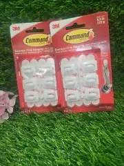2 pk 3M Command Mini Hooks Holds 0.5 Lb White 6 Hooks & 8 Strips Multi Use 17006