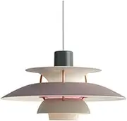 American Danish Style Multilayer Metal Chandelier Indoor Pendant Lamp - Colorful Lampshade,Simple E27 Led Chandelier Danish Designer Living Room Hanging Ceiling Lamps Bedroom (Grey,30CM)