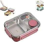 Escentio Lunch Box, Stainless Steel Bento Box Adult Lunch Box, Portable Adult Bento Box Salad Container for Lunch, Lunch Container Microwave Safe, with Divided Compartments (2-Grid,A)