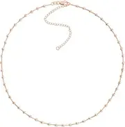 [JewelryWeb] 14ct Rose Gold Sparkle Cut Bead Station Choker Adjustable-Choker