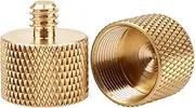 Anwenk Mic Stand Adapter 5/8 to 1/4 Adapter Standard Mic Thread Screw Adapter (Brass) Microphone Stand Adapter to Tripod Adapter, 2 Pack