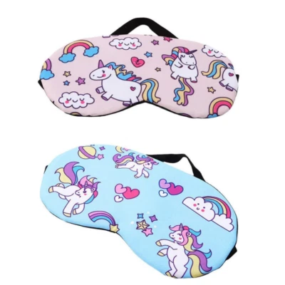 Set of 2 Blue/Pink Unicorn Eye Masks Girls Sleepover Cotton Birthday Sleep UK