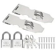 2 Set 4.3" Hasp Lock Latch Stainless Steel Packlock Clasp with Screw/Key, Silver