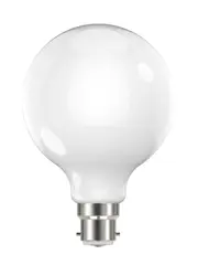 GE 7.6W Glass Opal Dimmable LED G95 BC Globe in Warm White
