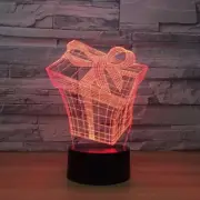 Gift Box 3D Illusion Night Light 7 Colors Change Touch Lamp for Bedroom Gift