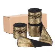 3pcs Chiffon Ribbon, 1"x5 Yard Silk Ribbon, Black Glitter Fabric Ribbon