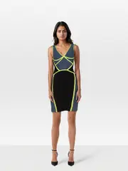 Washed Blue Jade Bandage Body Con Dress