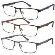 3 Pack Reading Glasses Men 3.5 Blue Light Blocking, Readers Men with Spring