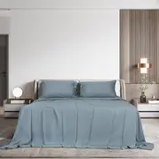 Dreamz Bamboo Sheet Set Fitted Pillowcase Queen Size Grey 4PCS Set