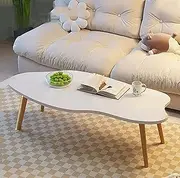 ATDORO Cloud Shape Irregular Wood Coffee Table,Small Oval Coffee Table,for Living Room Center Minimalist Display End Table for Small Space,Home Office (White)