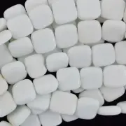 12mm white jade flat square beads 16" strand