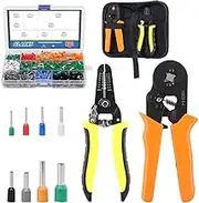 Glarks Ferrule Crimping Tool Kit, Ferrule Wire Terminal Block Crimper Plier with 800pcs Wire Ferrule Terminals Kit Insulated 0.25-6.0mm², AWG 23-10 and A 10-22 AWG Wire Stripper for Wiring Projects