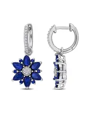 Rina Limor Silver 4.59 ct. tw. Diamond & Lab-Grown Sapphire Earrings