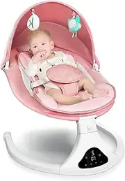 Electric Baby Swing for Infants to Toddler| Portable Infant Swing with Remote Control, Rocker with 5 Speeds, 3-Point Harness for Baby Boy Girl (Pink)