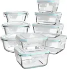 Glass Food Storage Containers with Lids, [18 Piece] Glass Meal Prep Containers