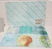 2REVERSIBLE NON CLEAR HARD PLASTIC PLACEMATS 12x18",SEALIFE,SEASHELL,STARFISH,CA