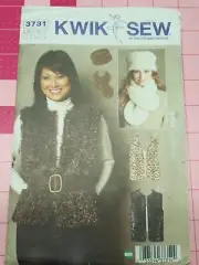 Kwik Sew Pattern 3731 Sleeveless Vests Hats Scarf Sizes XS S M L XL UNCUT