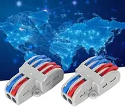 5pcs Wire Quick Connector 2-In-4-Out Terminal Blocks Electrical Cable Fast Connection Screws Lighting