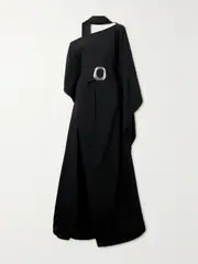 [Taller Marmo] Taller Marmo - Taylor Embellished One-shoulder Crepe Kaftan - Black - One size One size Black