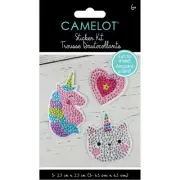 Camelot Dots Diamond Art Kit 2.5"X2.5" 3/Pkg-Unicorn Love Sticker 5A002CPM-1GG8K