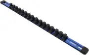 Blue Aluminum SAE Standard 3/8In Drive Socket Holder – Socket Rail and Clips Too