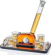 Golf Whiskey Decanter Set with 4 Golf Ball Whiskey Glasses - Unique Golf Gifts for Men - 750ML Golf Themed Liquor Dispenser for Alcohol, Bourbon, Scotch, Vodka, Tequila, and Wine
