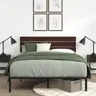 Zinus Queen Bed Frame, Figari Bamboo and Metal Industrial Bed Frame, Solid Wo...