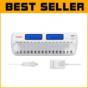 Multi-Functional 16 Bay Charger for NiMH/NiCd AA/AAA Batteries with Refresh Mode