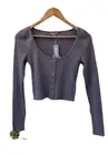 NWT Florence By Mills Ladies Crop Mirco Thermal Sweater Size M Purple