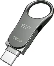 Silicon Power 128GB Dual USB-C USB-A Flash Drive, Metal Casing Dustproof Waterproof Design with Keychain Hole Key Ring, USB 3.2 Gen 1 USB 3.0 OTG Type-C Type-A, Thumb Drive Pen Drive Memory Stick, Mobile C80 Series