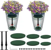 Axcoix 2 Pack Adjustable Height Plant Risers for Inside Pots, 12-21" Planter Inserts for Large Pots, Pot Fillers for Tall Square Round Taper Planters (6" 8" 10" Base or Top)