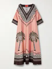 [La DoubleJ] La DoubleJ - Muumuu Oversized Printed Silk-twill Maxi Dress - Pink - x small x small Pink