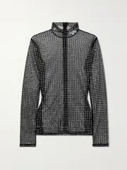 [A.L.C.] A.L.C. - James Crystal-embellished Mesh Turtleneck Top - Black - US0 US 0 Black