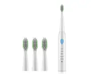 Electric Toothbrush Usb Charging Sound Wave Vibration Adult Soft Hair Toothbrush - White Blue