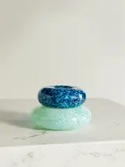 [VANDEROHE CURIO] VANDEROHE CURIO - + Net Sustain Pebble Stack Set Of Two Glass Dishes - Blue - One size One size Blue