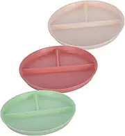 SHOWERORO 3pcs Divided Serving Plates Reusable Compartment Tray for Portion Control Multi Functional Appetizer Dish Practical for Home Use Microwave Safe