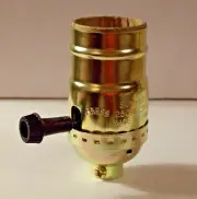 BRASS PLATED 3-WAY TURN KNOB LAMP SOCKET LAMP SWITCH FOR 3-WAY BULB NEW 30606K