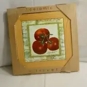 Annie L. Point - Ceramic Trivet -TOMATOES - hang hook included - NEW