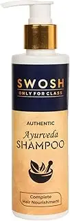 SWOSH Ayurvedic Shampoo for Hair Fall Control and Hair Growth Made With Goodness Of Amla, Onion, Brami, Alove vera, Bhringraj Extract with 15 Ayurvedic Herbs| All Hair Types |200 ml (Pack of 1)