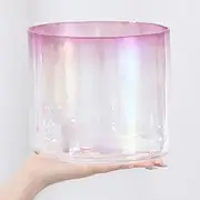 432Hz Colored Crystal Singing Bowl for Sound Healing Release Pressure Meditation, Quartz Sound Bowl with Suede Mallet O-ring(G note,7 inch)